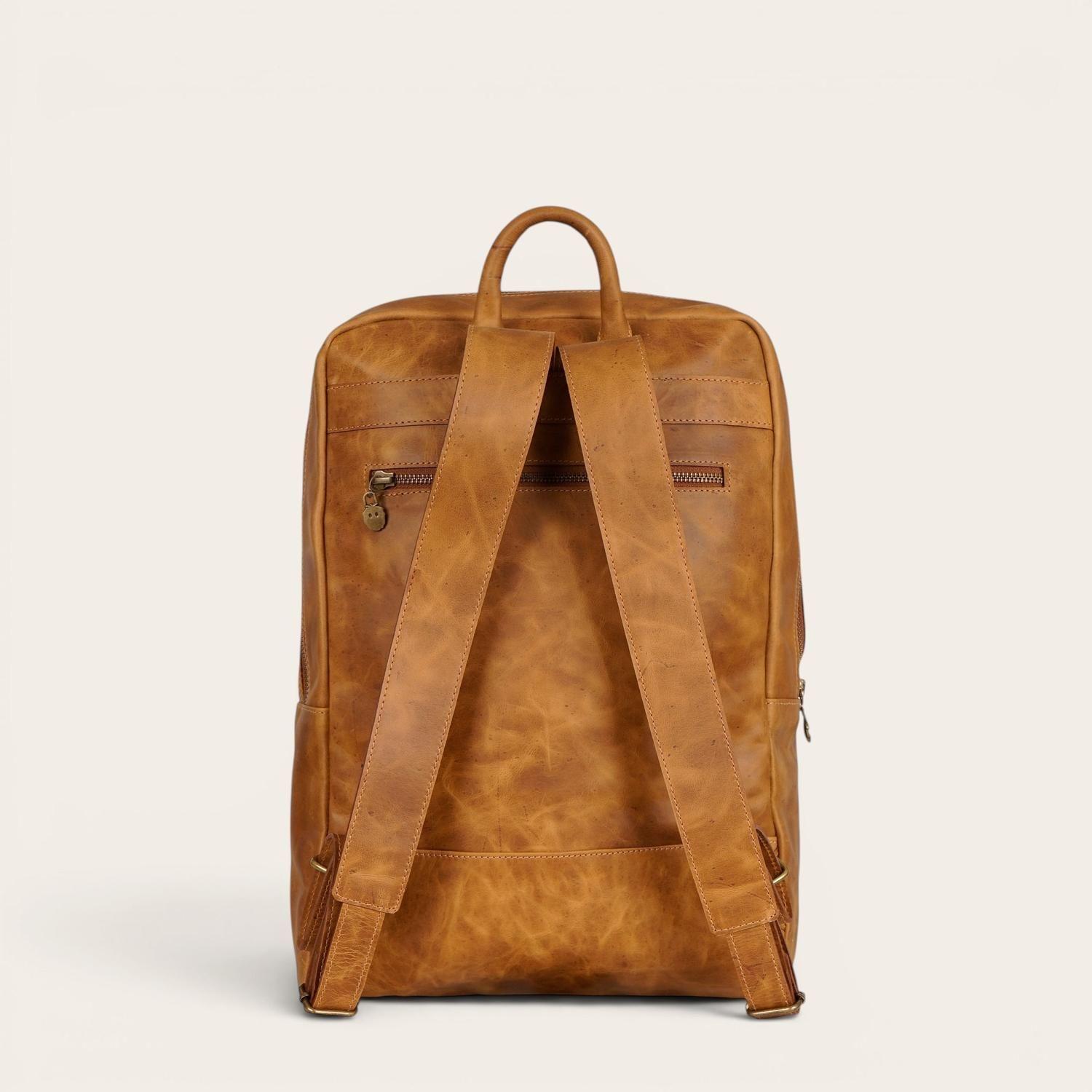 Mochila Clasica de Cuero Natural Imperial OLKI - Café-3