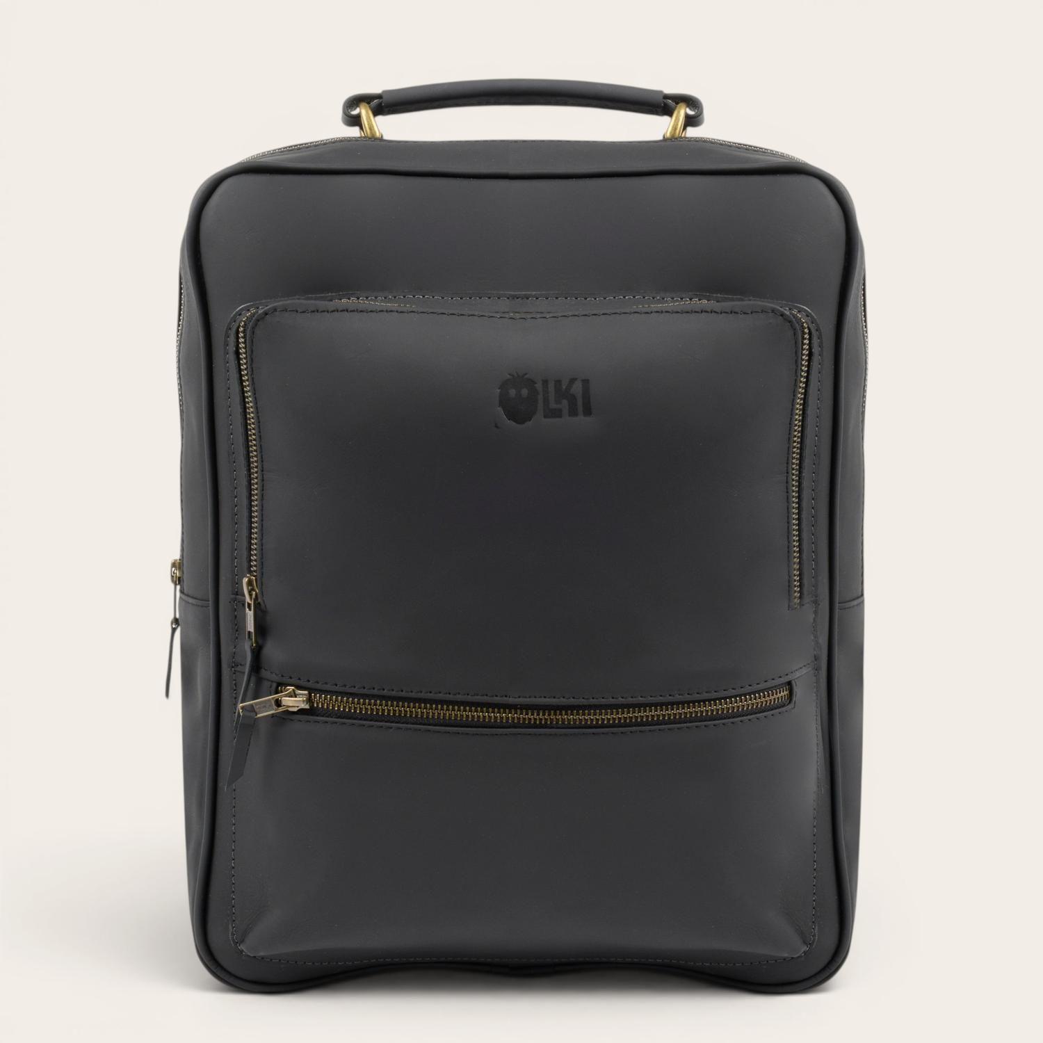 Mochila de Cuero Natural Palena OLKI -Negro Graso-2