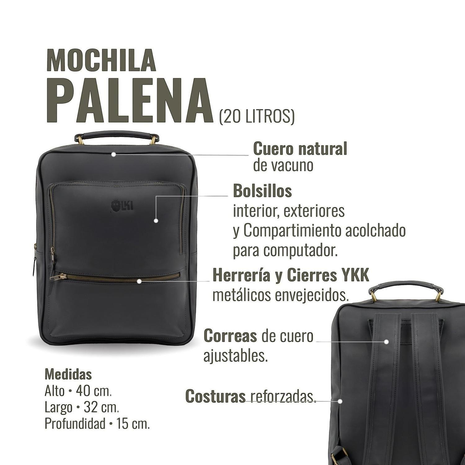Mochila de Cuero Natural Palena OLKI -Negro Graso-4