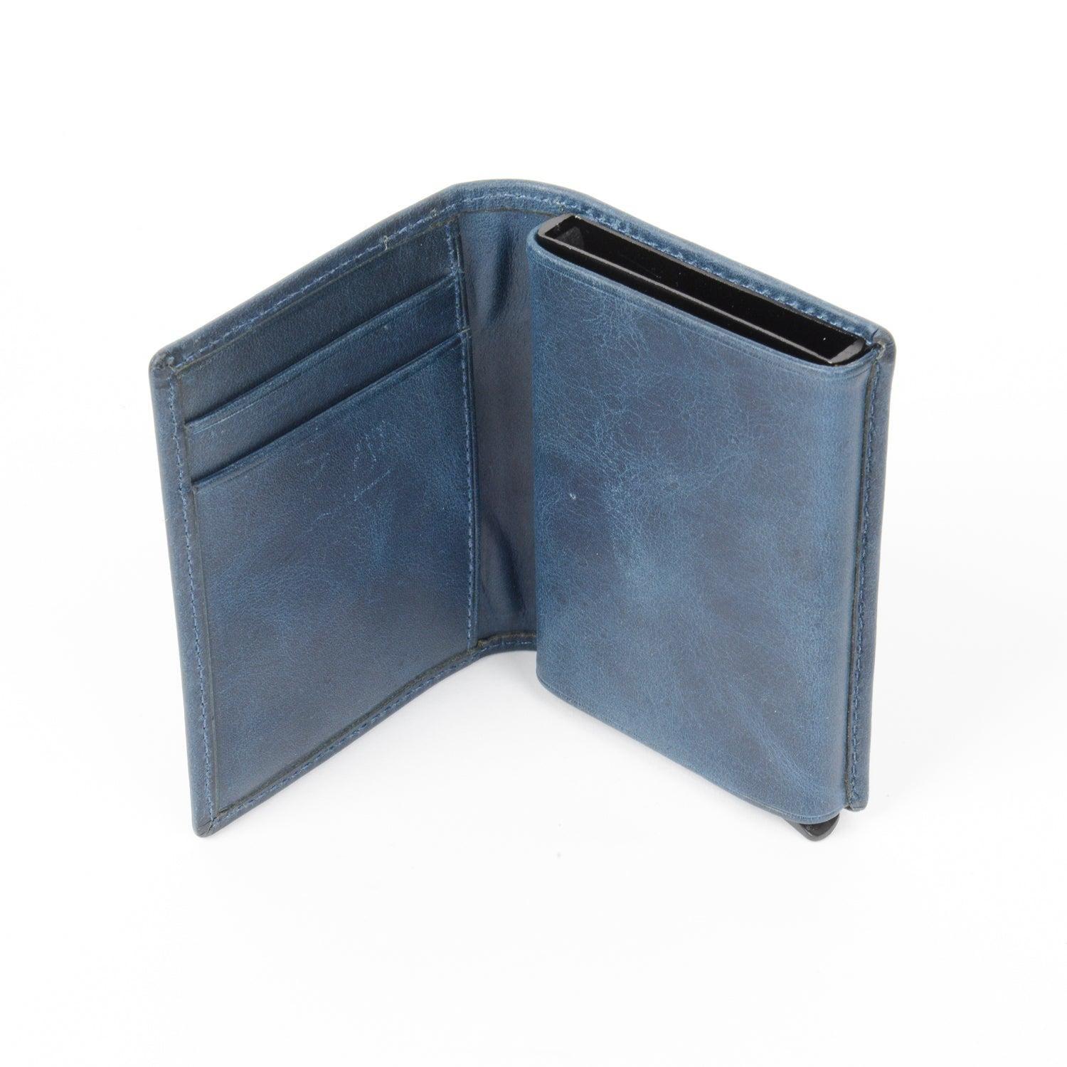 Billetera Tarjetero de Cuero RFID OLKI Tinguiririca - Azul-2