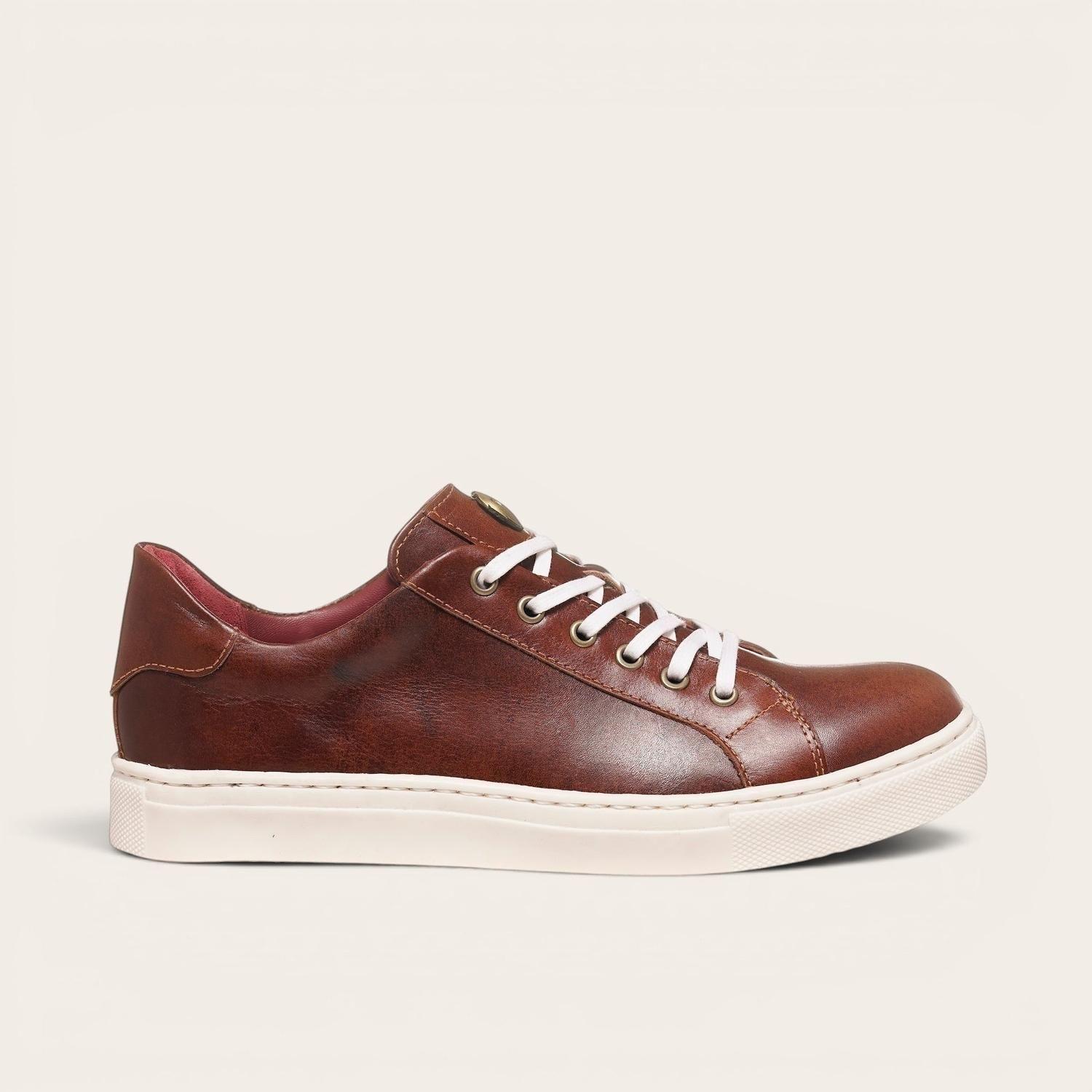 Zapatilla de Cuero Original Tronador OLKI - Castaño/Blanca-2