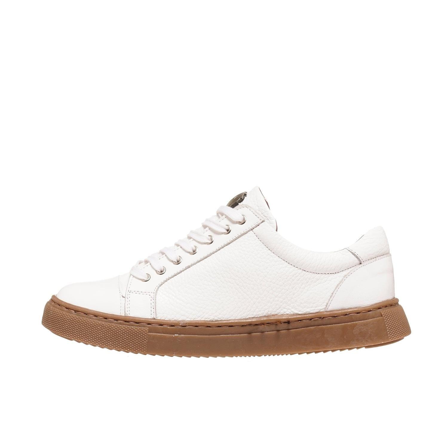 Zapatilla de Cuero Casual Aconcagua OLKI - Blanco/Camel-2