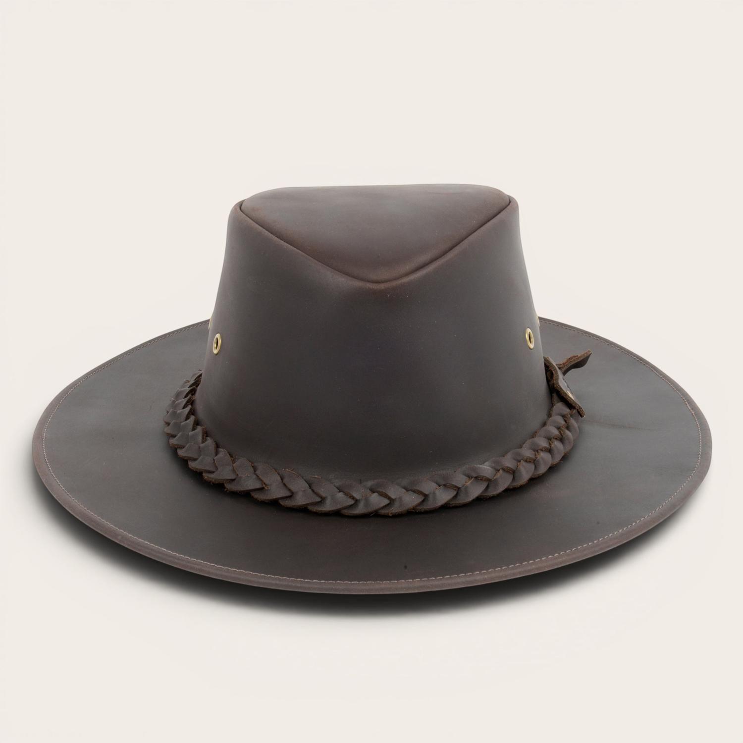 Sombrero de Cuero Engrasado Unisex OLKI Pumalin - Café Oscuro-0