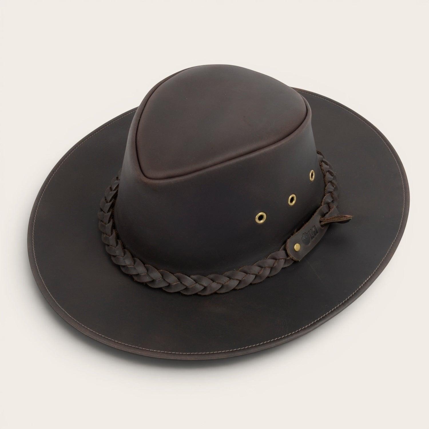 Sombrero de Cuero Engrasado Unisex OLKI Pumalin - Café Oscuro-2