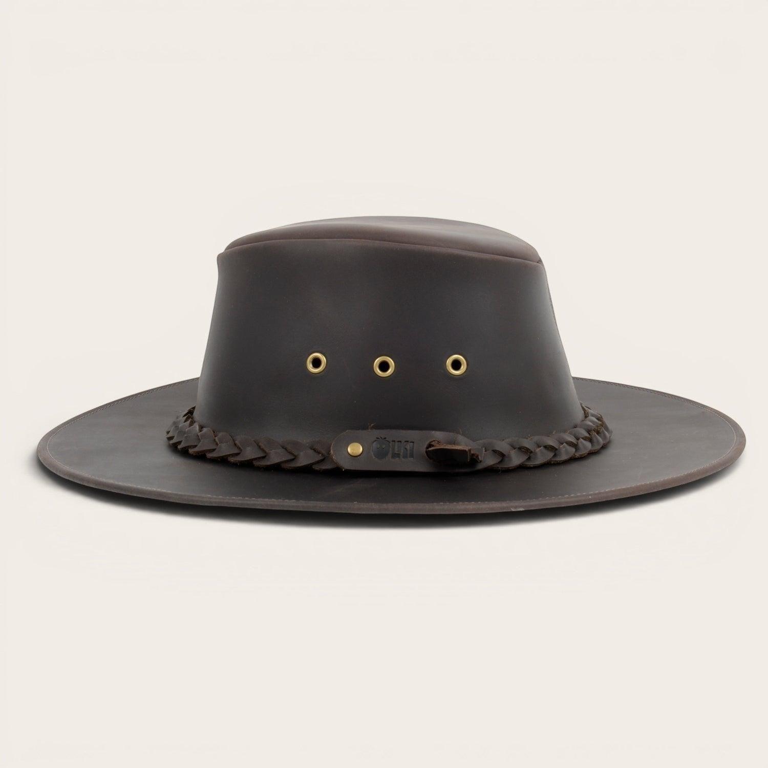 Sombrero de Cuero Engrasado Unisex OLKI Pumalin - Café Oscuro-3