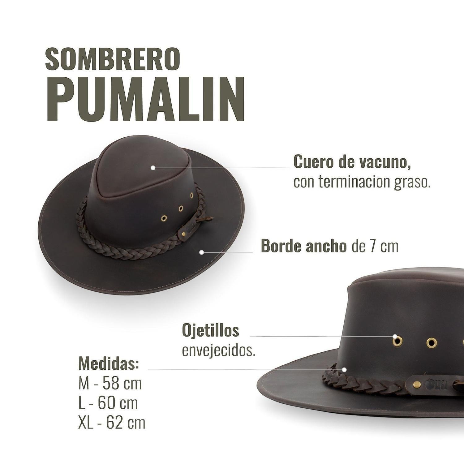 Sombrero de Cuero Engrasado Unisex OLKI Pumalin - Café Oscuro-4