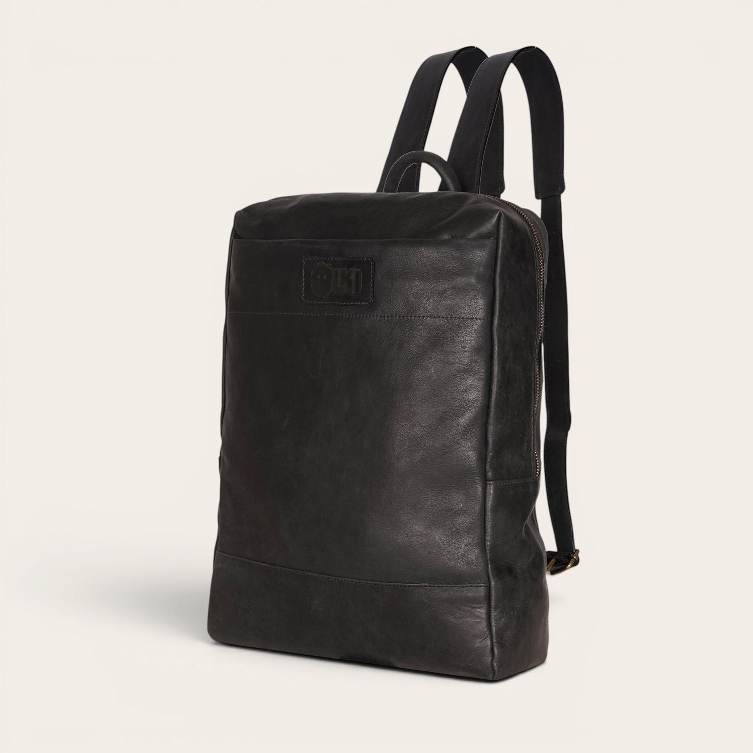 Mochila Clasica de Cuero Natural Imperial OLKI - Negro-0