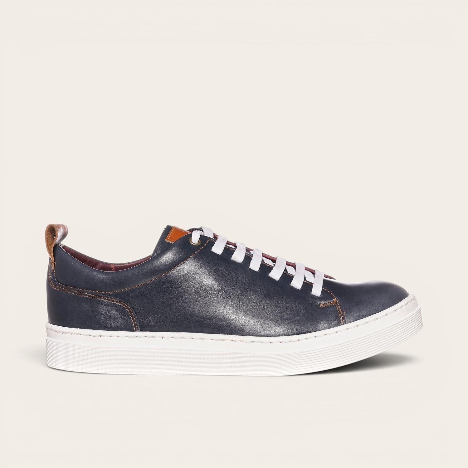 Zapatilla Clásicas de Cuero Calán OLKI - Azul/Blanca-2