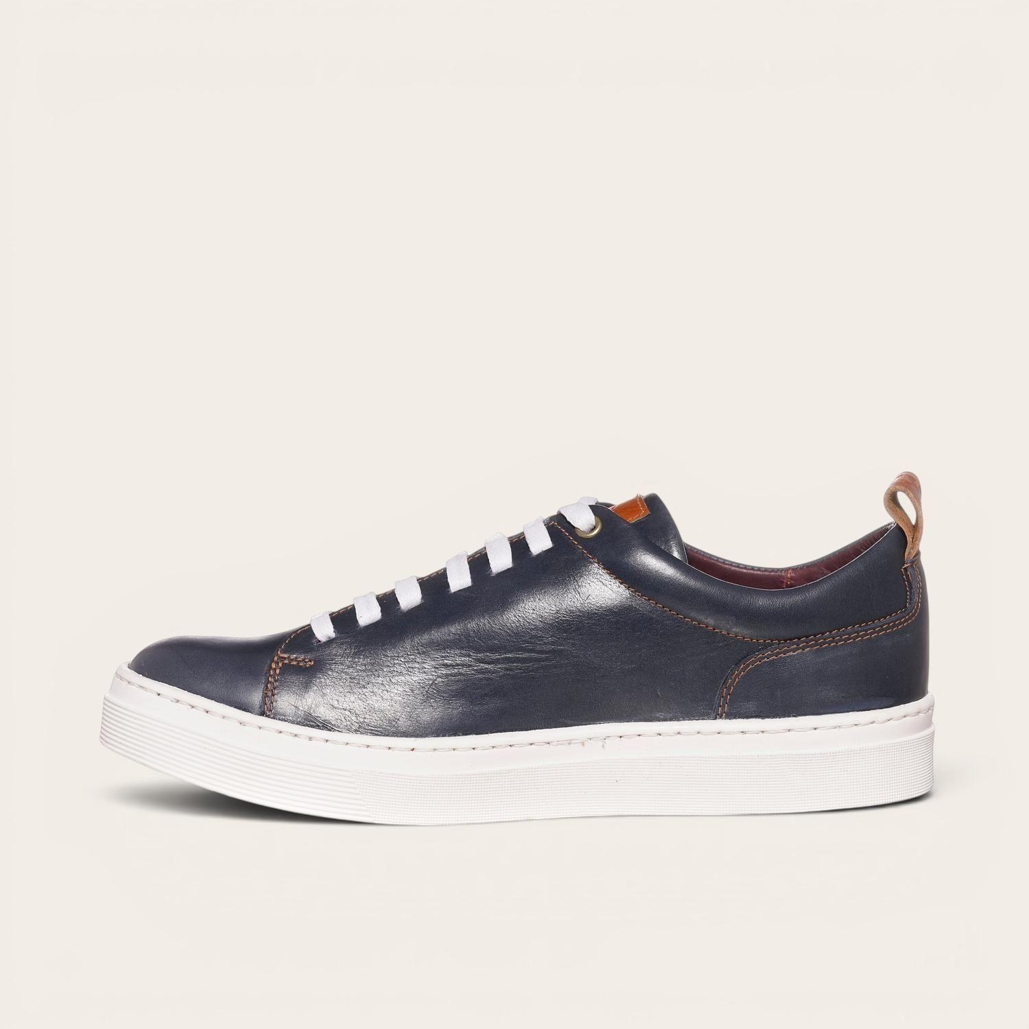 Zapatilla Clásicas de Cuero Calán OLKI - Azul/Blanca-3