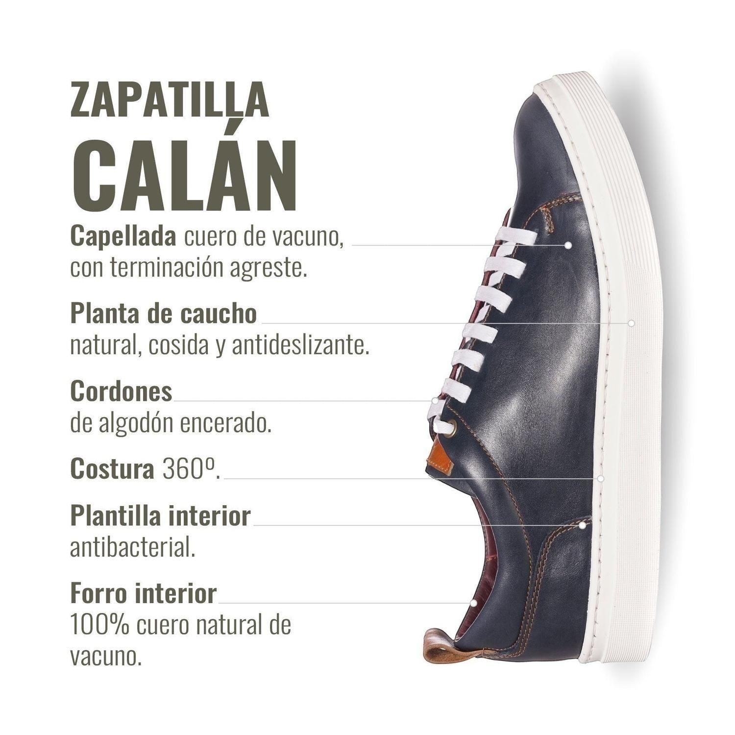 Zapatilla Clásicas de Cuero Calán OLKI - Azul/Blanca-7