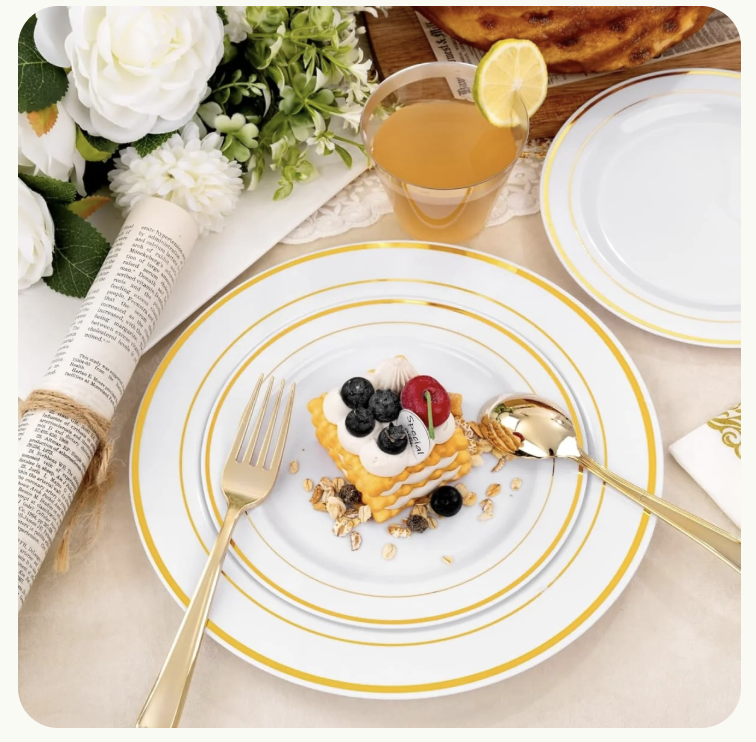 Set Platos Desechables Elegantes Fiesta 10 Personas-2
