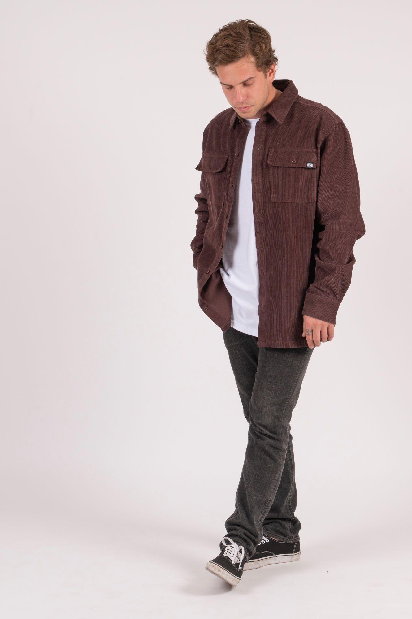 Camisa Raley Cotele Burdeo Hombre -4