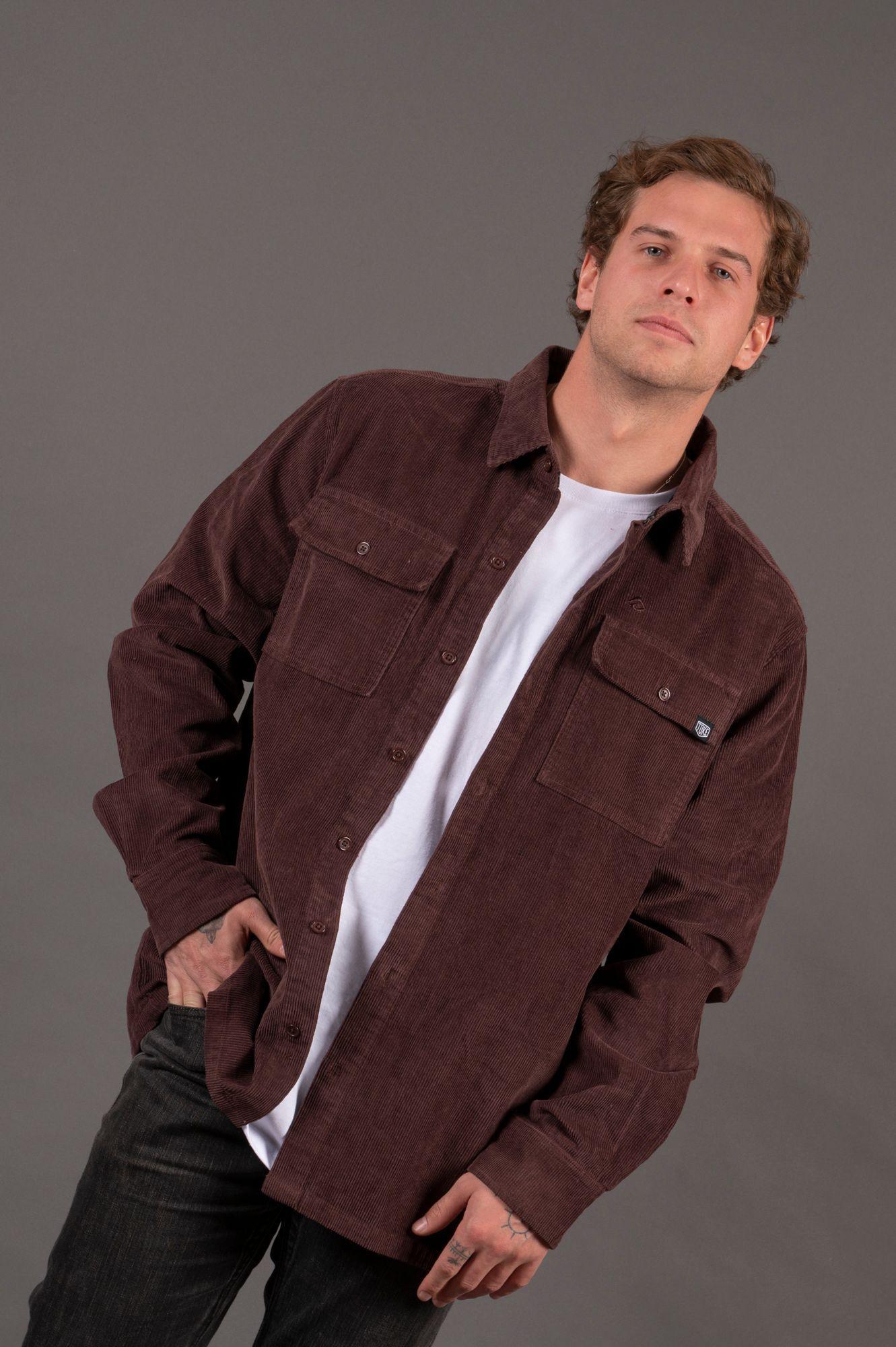 Camisa Raley Cotele Burdeo Hombre -3