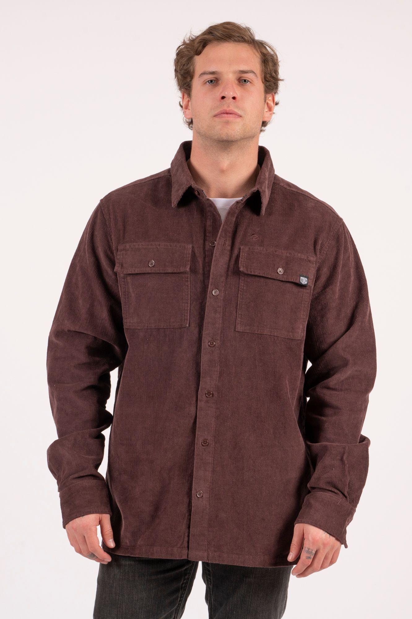 Camisa Raley Cotele Burdeo Hombre -0