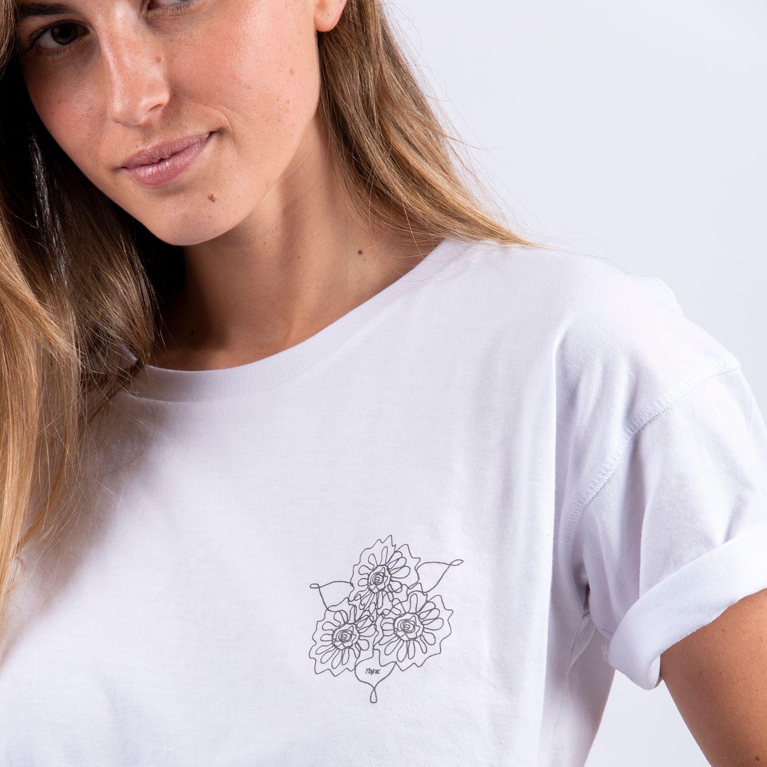 Polera Flor M/Corta Blanca-0