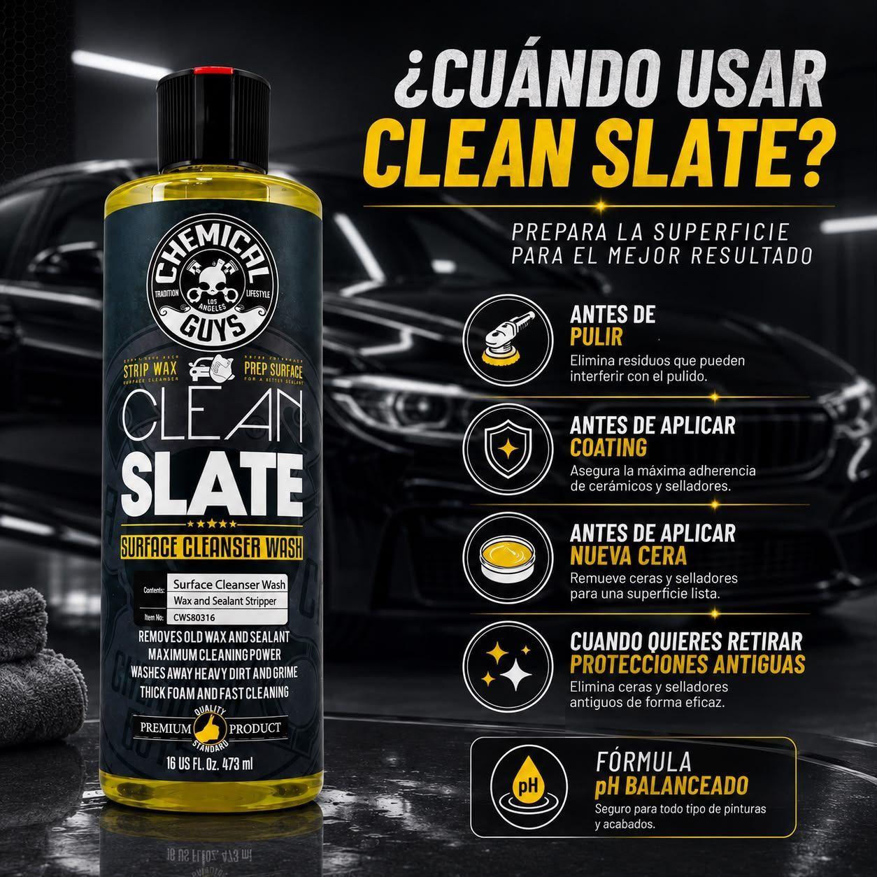 Shampoo Chemical Guys Auto Removedor Cera Clean Slate 473 Ml-4