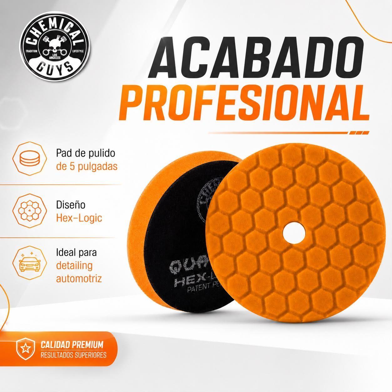 Pad Pulido Chemical Guys Hex Logic Naranja 5 Pulgadas-4