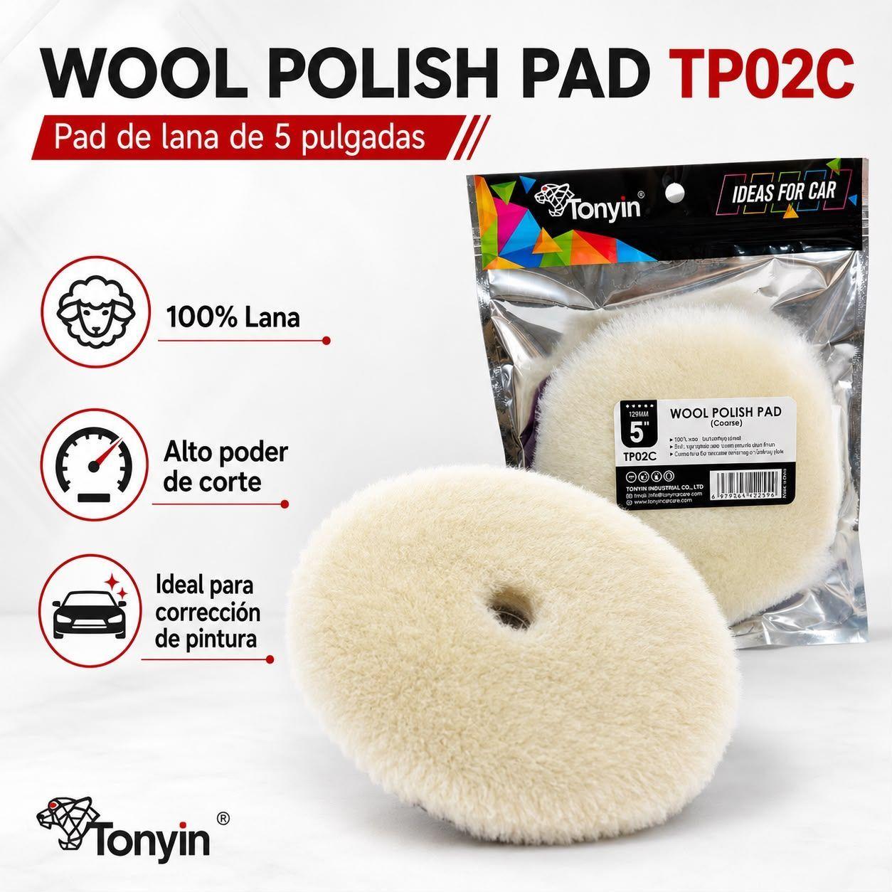 Pad De Lana Para Pulir Tonyin TP02C 5 Pulgadas Auto-2