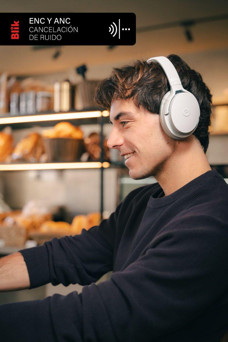 Audífonos Bluetooth Blik Neo Cancelación De Ruido 60H Gris-2