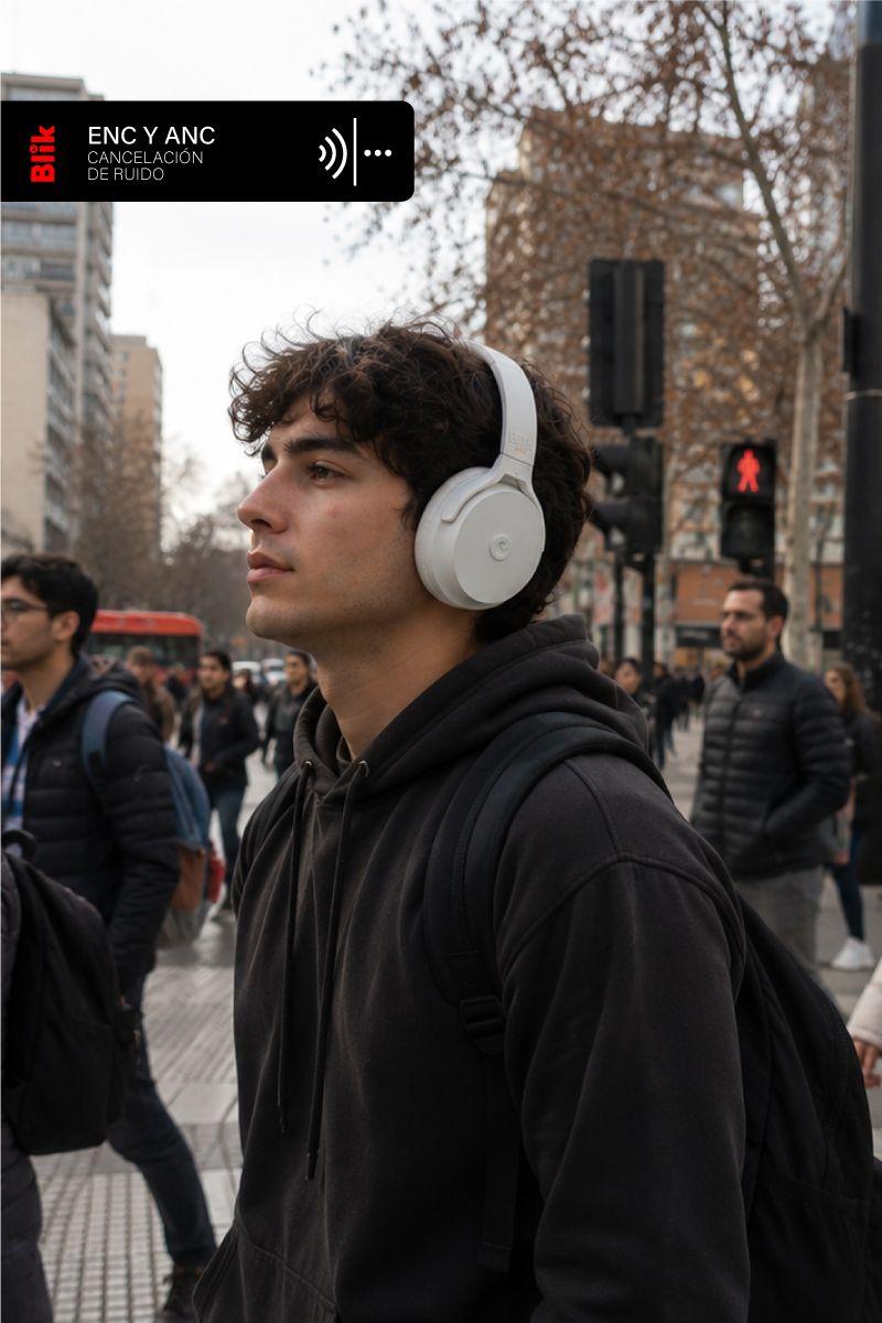Audífonos Bluetooth Blik Neo Cancelación De Ruido 60H Crema-5