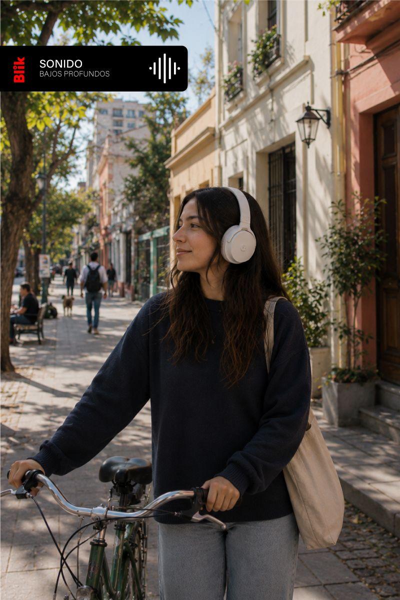 Audífonos Bluetooth Blik Neo Cancelación De Ruido 60H Crema-6