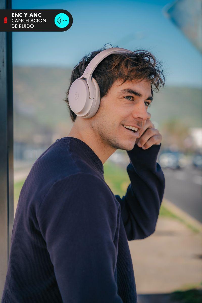 Audífonos Bluetooth Blik Neo Cancelación De Ruido 60H Rosa-2