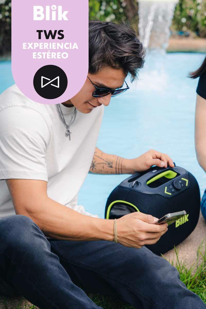 Parlante Bluetooth Portátil Blik Partybass120 Verde120W IPX6-9