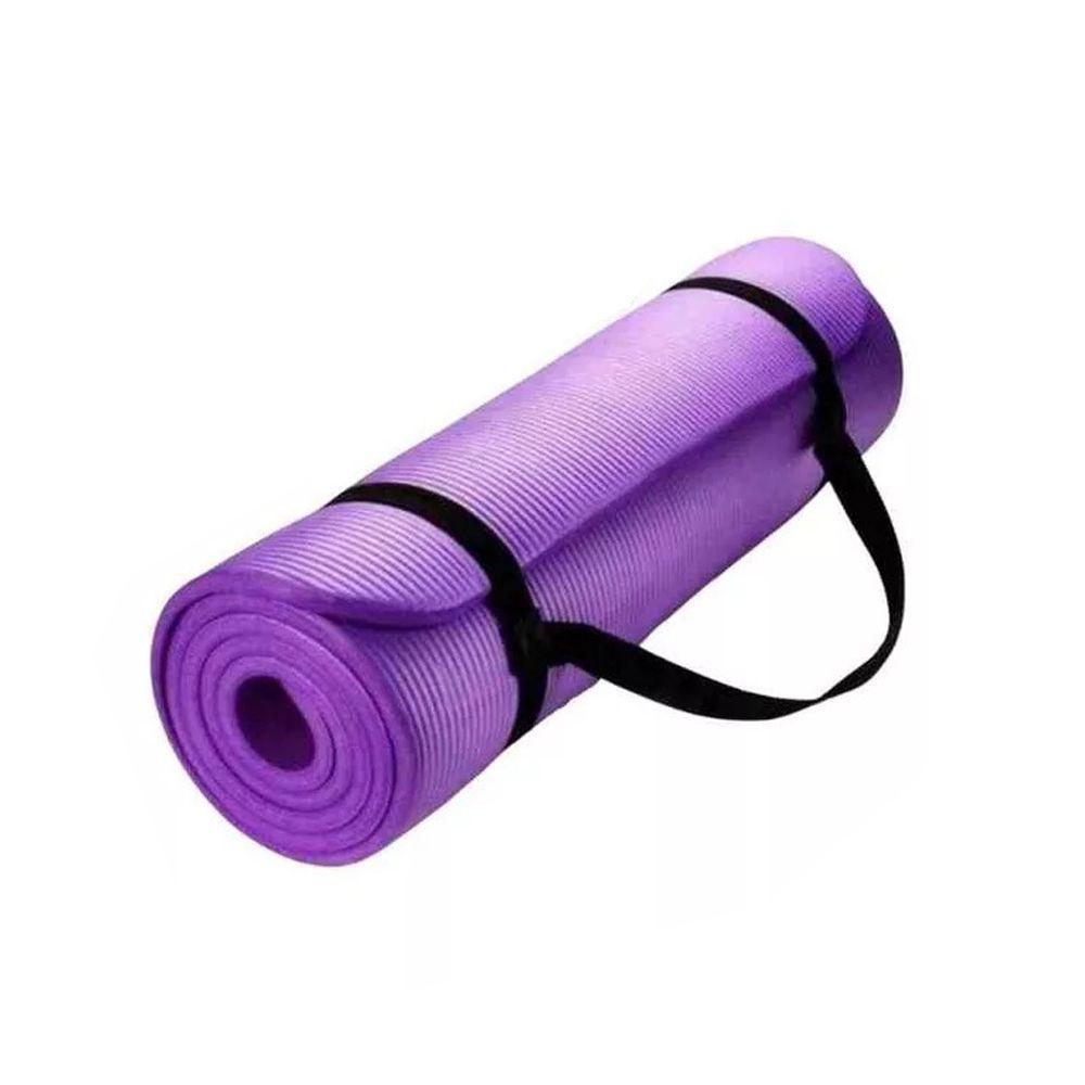 Mat de Yoga 10 mm extra grueso color Morado + Correa-0