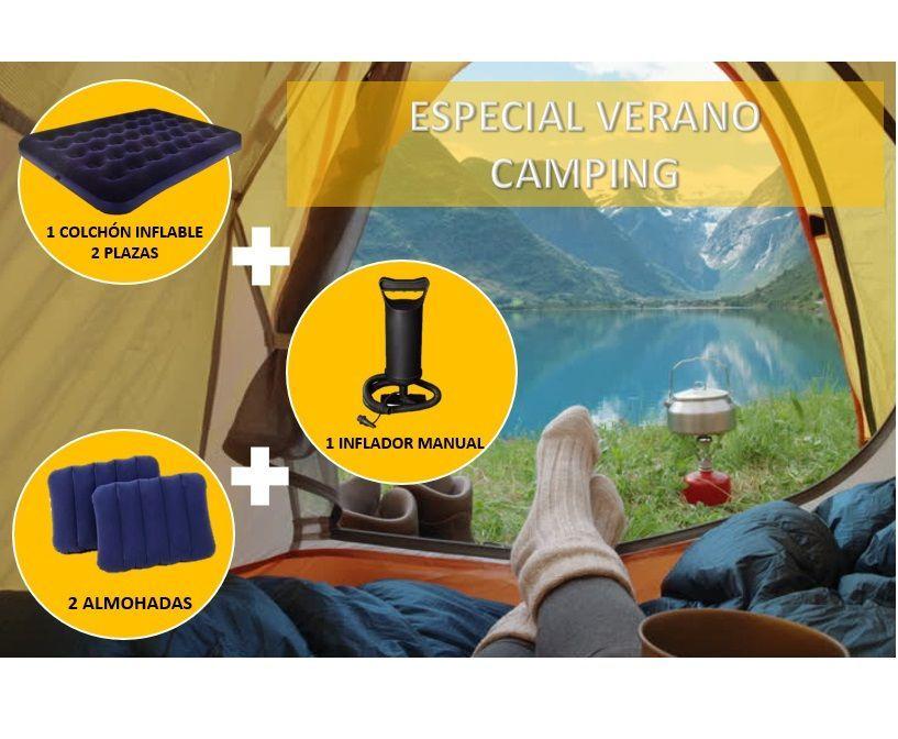 Colchón Inflable 2 plazas + 1 Inflador + 2 Cojines-3