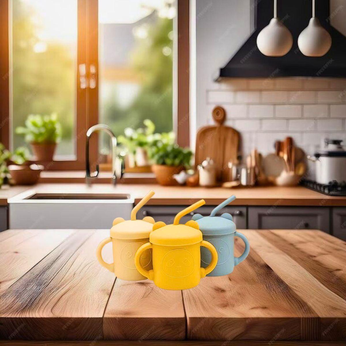 Vaso Bombilla Silicona Diseño Oso Niños Cocina Colegio Lau-8