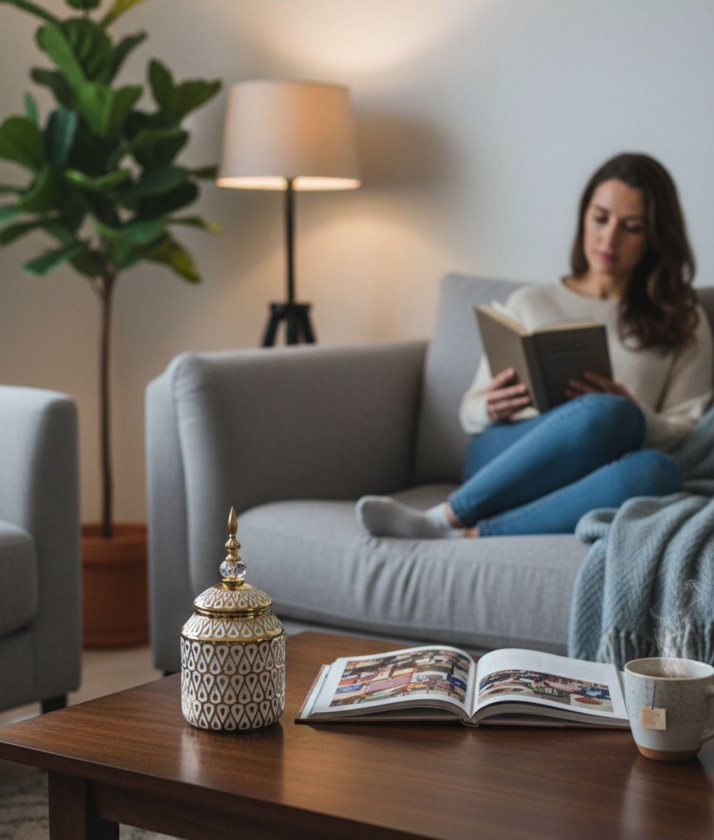 Potiche Decorativo Centro Mesa Recipiente Tapa Adorno Jhn-2