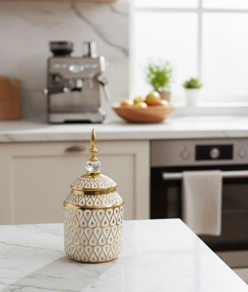 Potiche Decorativo Centro Mesa Recipiente Tapa Adorno Jhn-8