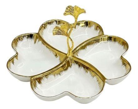 Bandeja Decorativa Trébol Elegante Ginkgo Centro Mesa Jhn-1