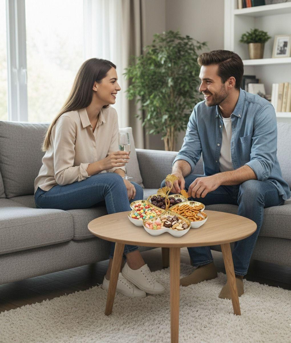 Bandeja Decorativa Trébol Elegante Ginkgo Centro Mesa Jhn-3