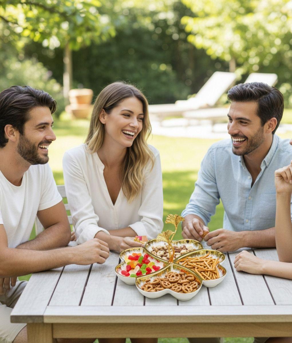 Bandeja Decorativa Trébol Elegante Ginkgo Centro Mesa Jhn-4