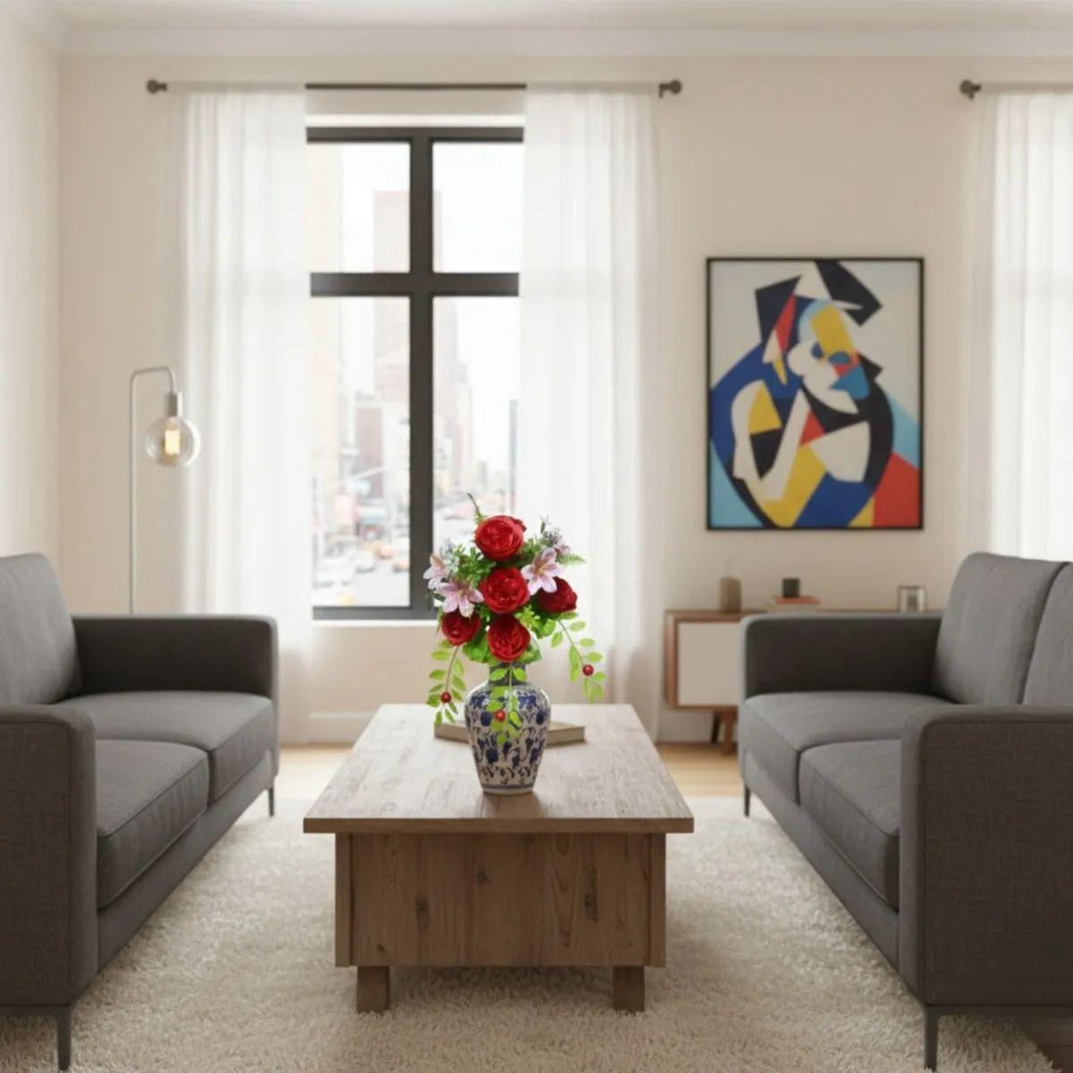 Set 2 Flores Artificiales Adorno Rosas Lirios Silvestres Jhn-8