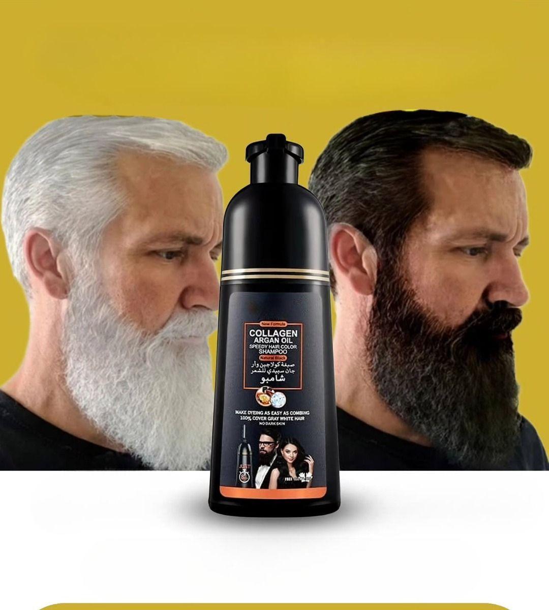 Shampoo Tinte Cubre Canas Suaviza Repara Cabello Negro Jhn-7