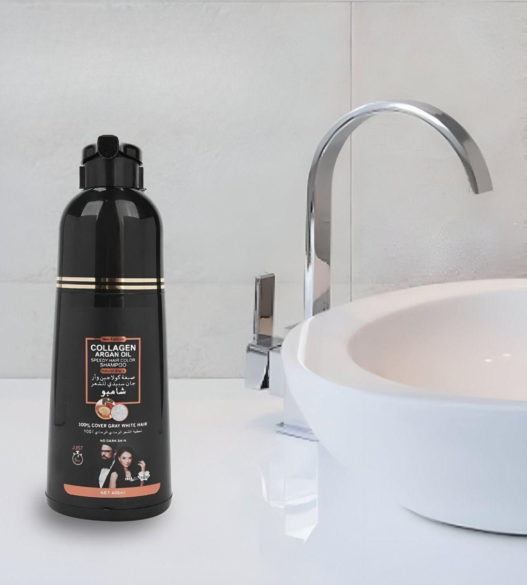 Shampoo Tinte Cubre Canas Suaviza Repara Cabello Negro Jhn-9