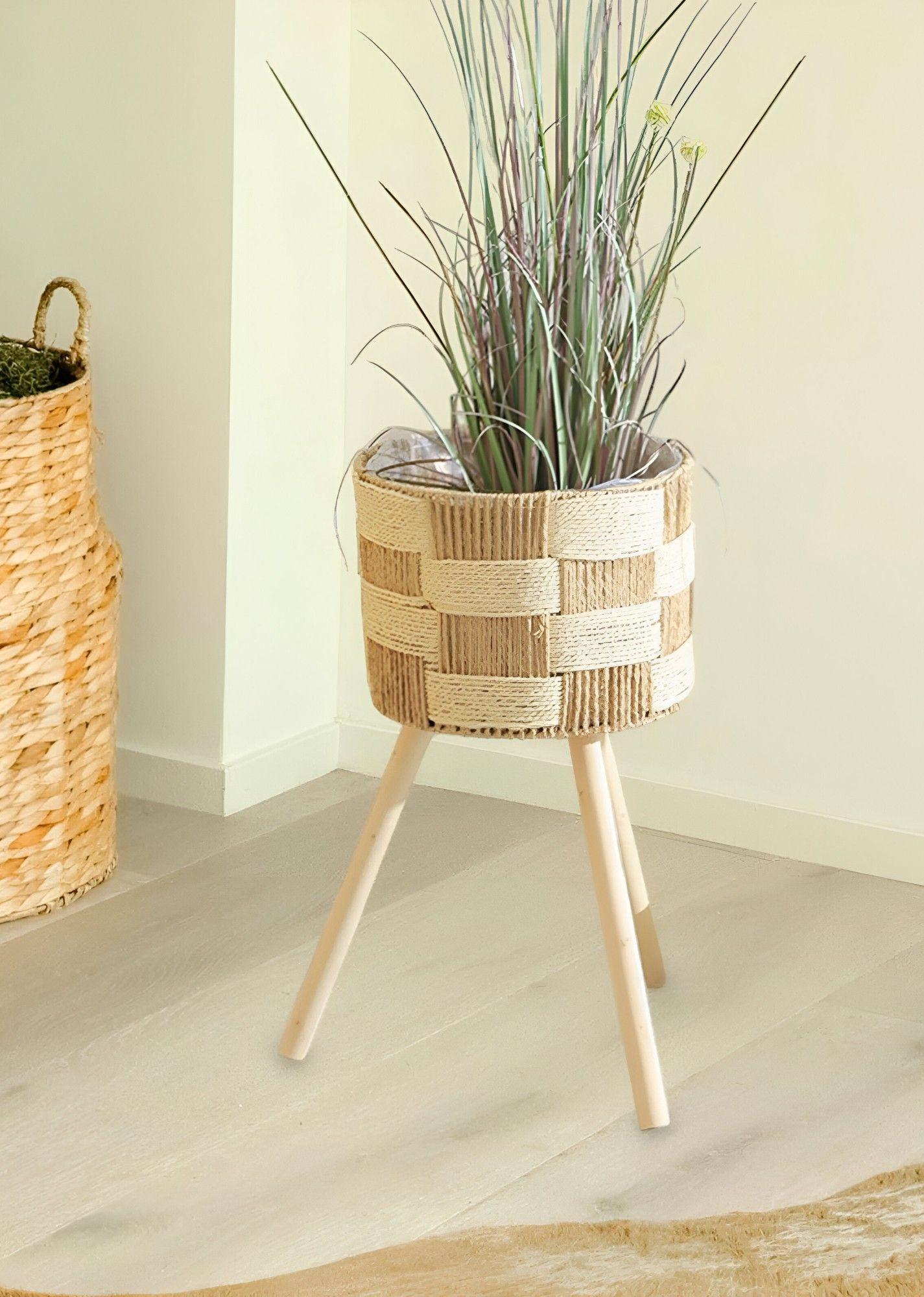 Set De 3 Maceteros Tejidos A Mano Jardín Decoración Jhn-5