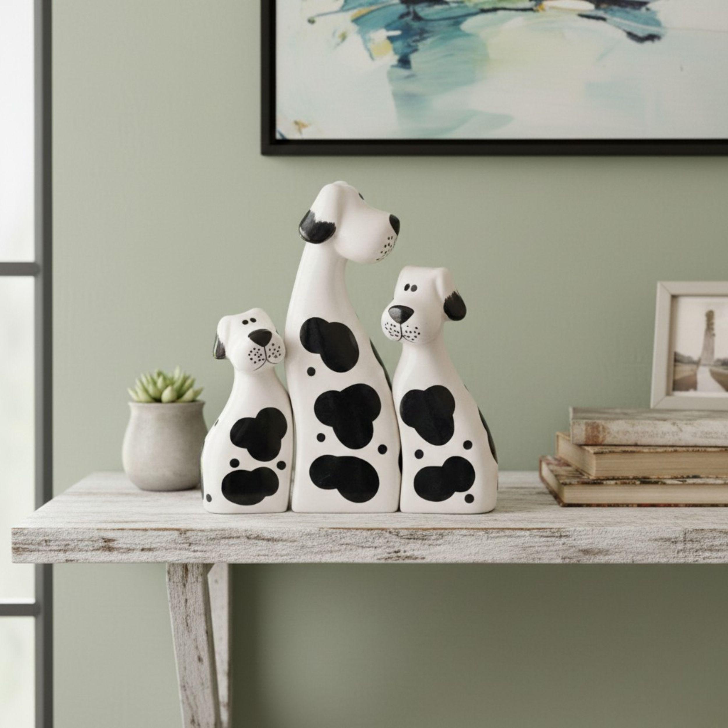 Set 3 Figuras Perritos Decorativos Adorno Centro Mesa ALJ-5