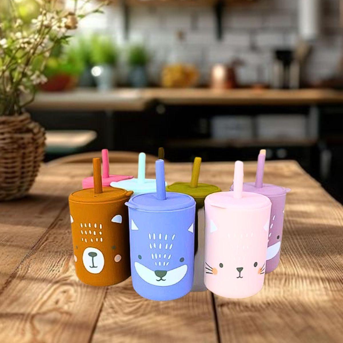 Vaso Silicona Bombilla Antiderrame Divertido Niños Bebes Lau-5