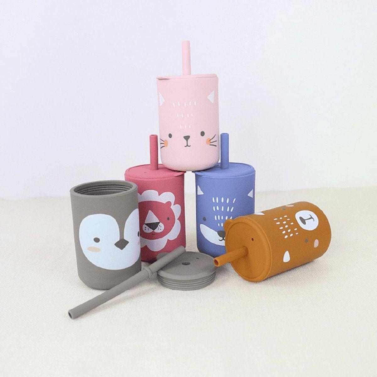 Vaso Silicona Bombilla Antiderrame Divertido Niños Bebes Lau-7