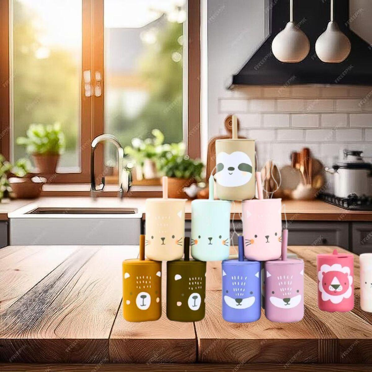 Vaso Silicona Bombilla Antiderrame Divertido Niños Bebes Lau-8