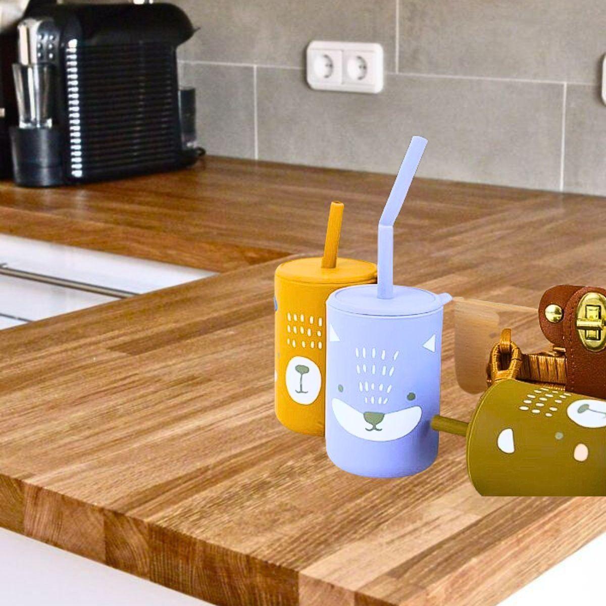 Vaso Silicona Bombilla Antiderrame Divertido Niños Bebes Lau-9