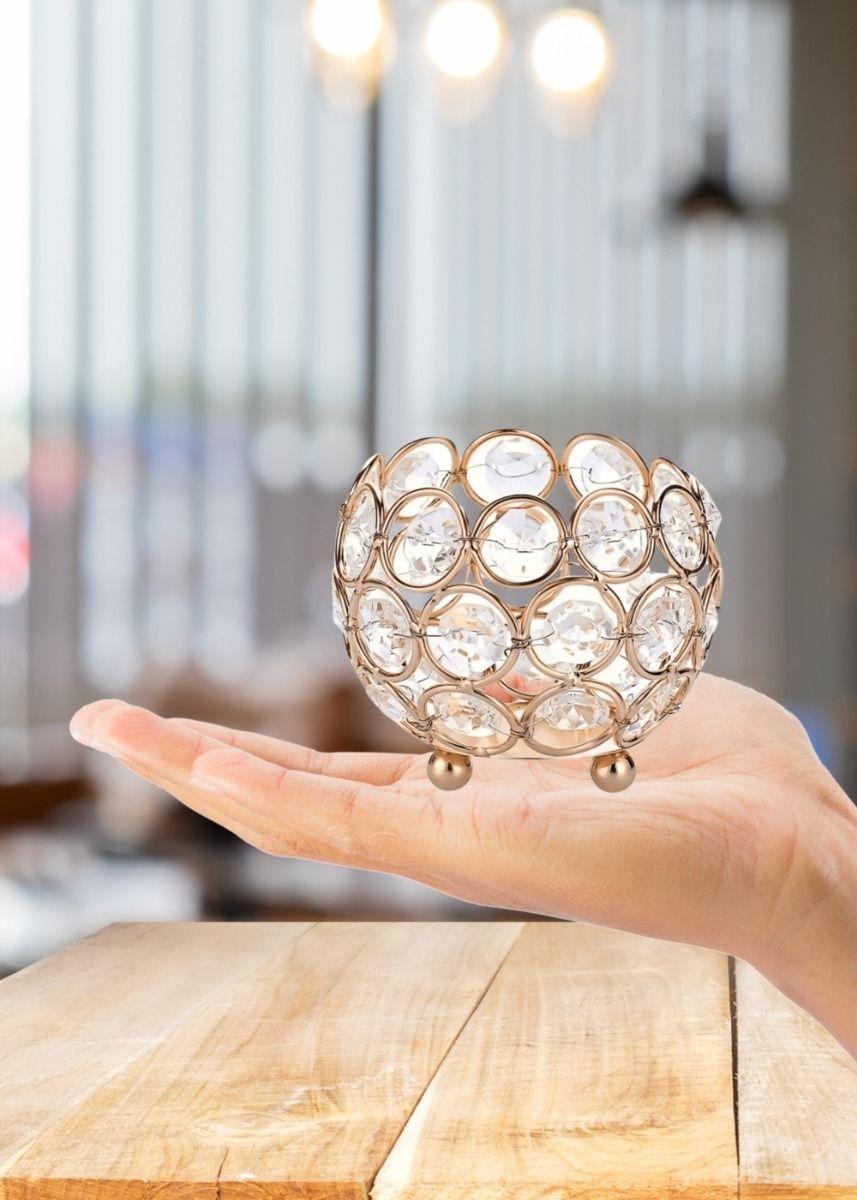 Set 3 Portavelas Decoración Mesa Bola Brillante Hogar Jhn-5