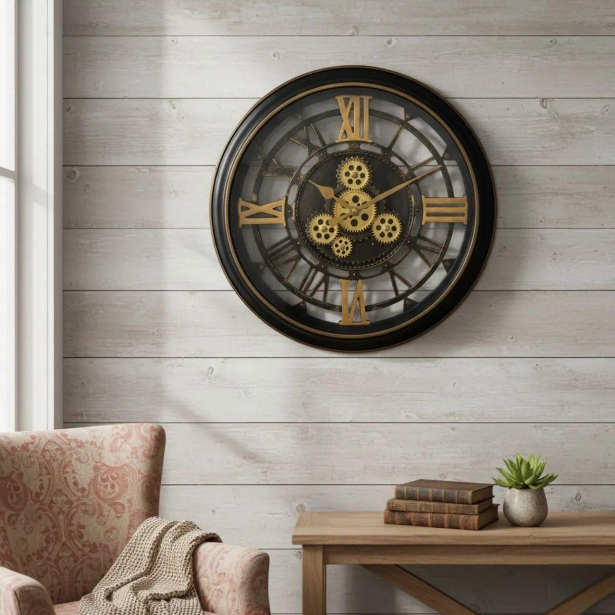 Reloj Pared Industrial Engranajes Visibles Estilo Vintage AJ-9