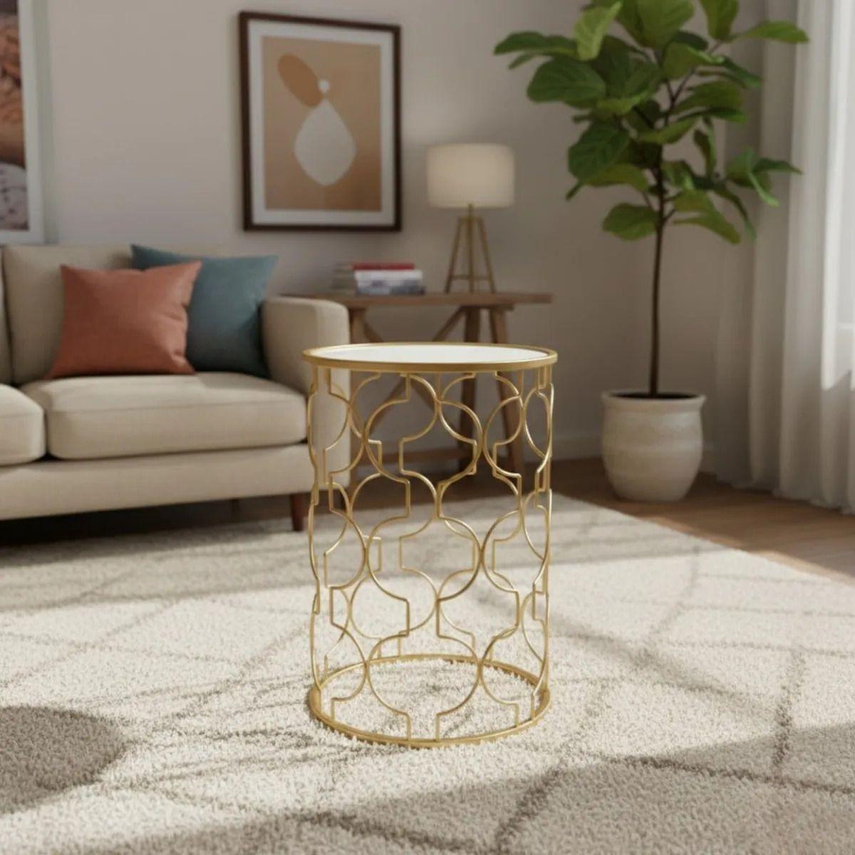 Mesa Auxiliar Decorativa Diseño Calado Centro Adorno Jhn-6