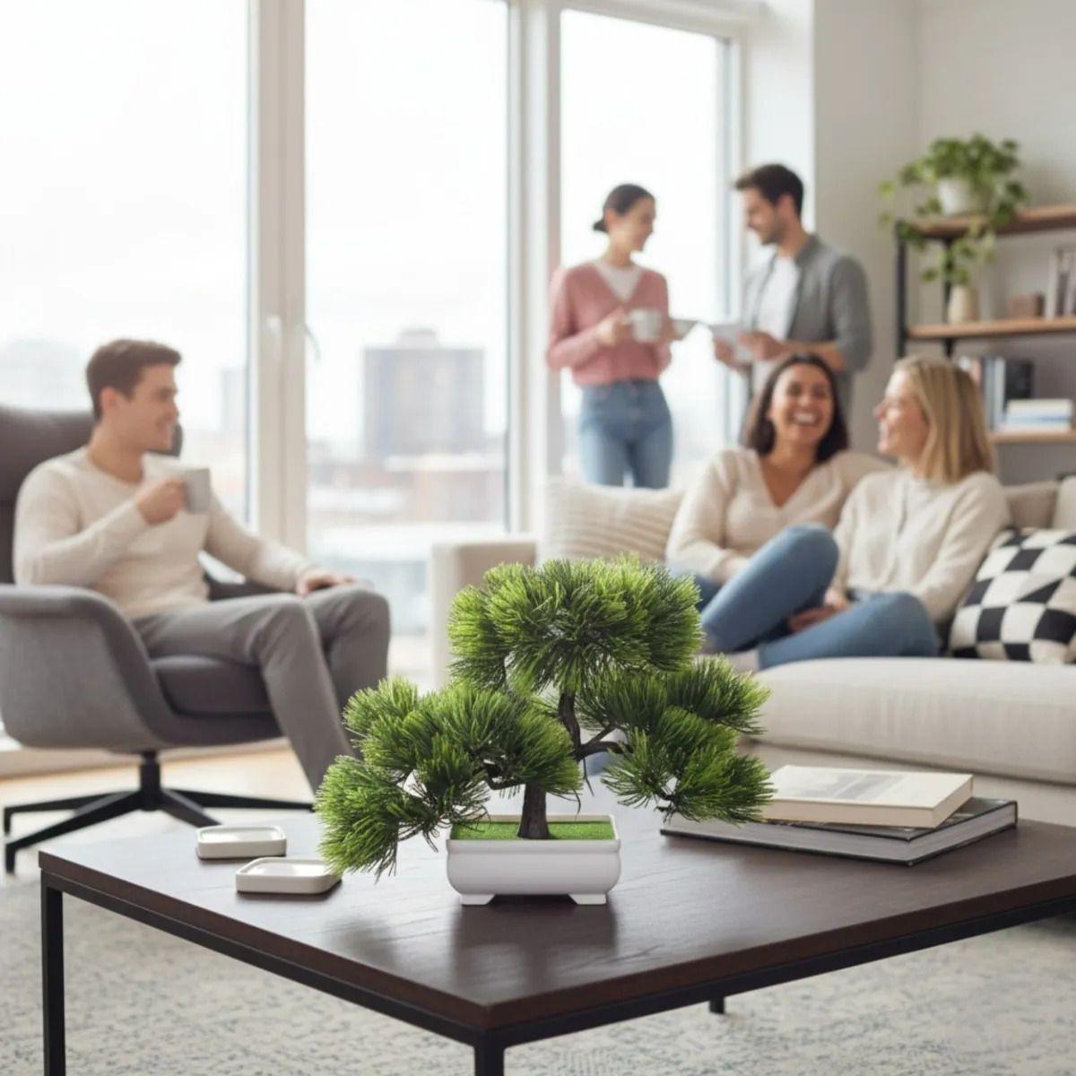 Set 2 Planta Artificial Decorativa Bonsái Agujas Pino Jhn-2