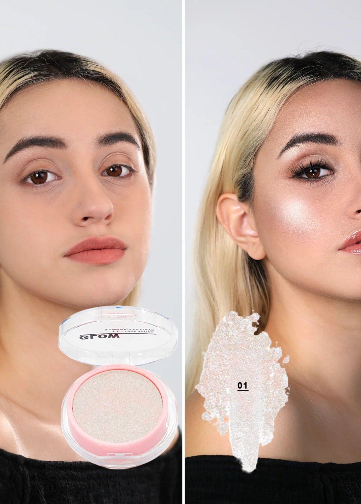 Set 2 Iluminador Polvo Rostro Brillo Sutil Luminosidad Jhn-4