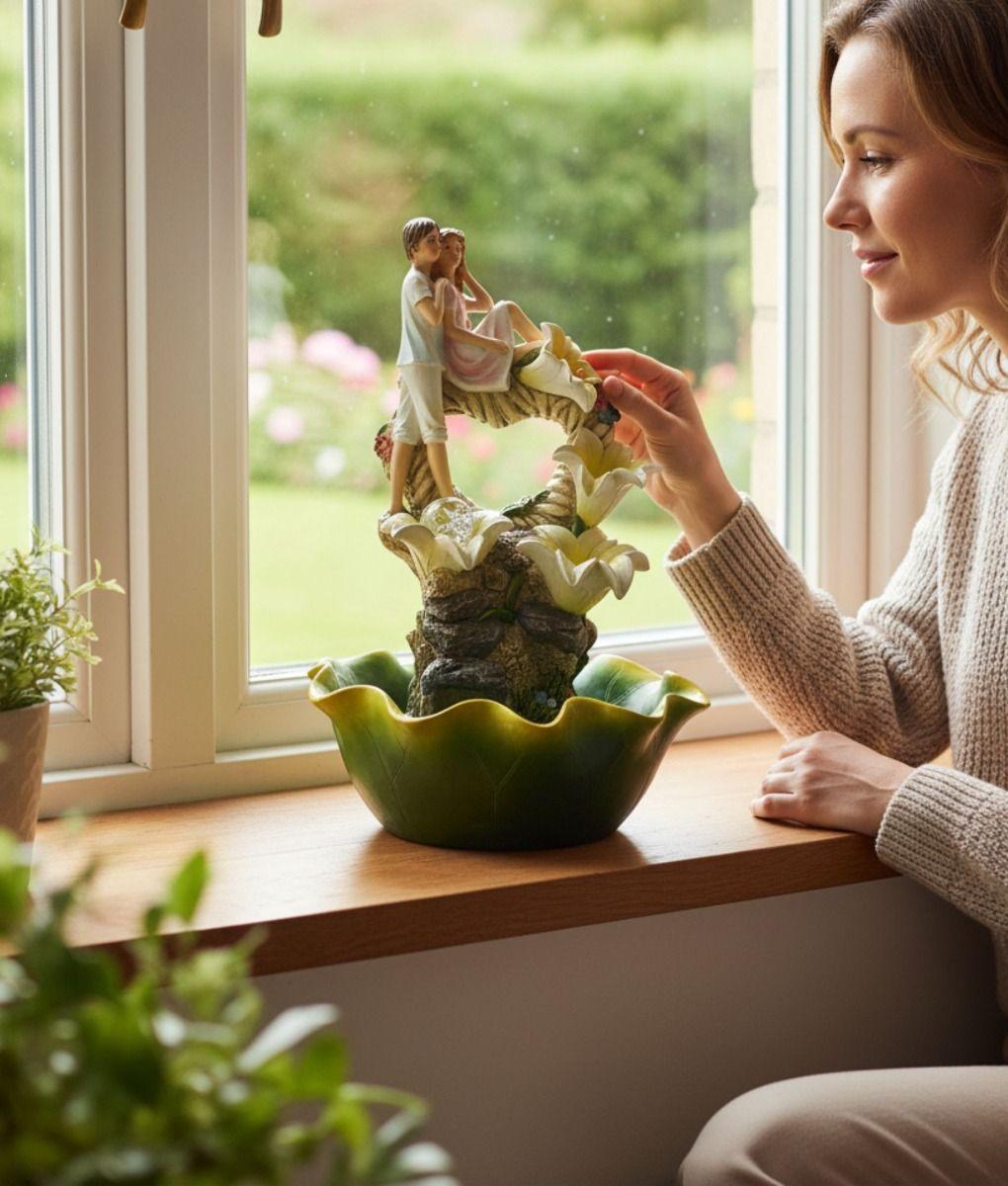 Fuente Agua Decorativa Pareja Romántica Adorno Mesa Jhn-3